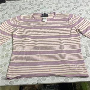 Sag Harbor Small Purple Striped 3/4 Sleeve